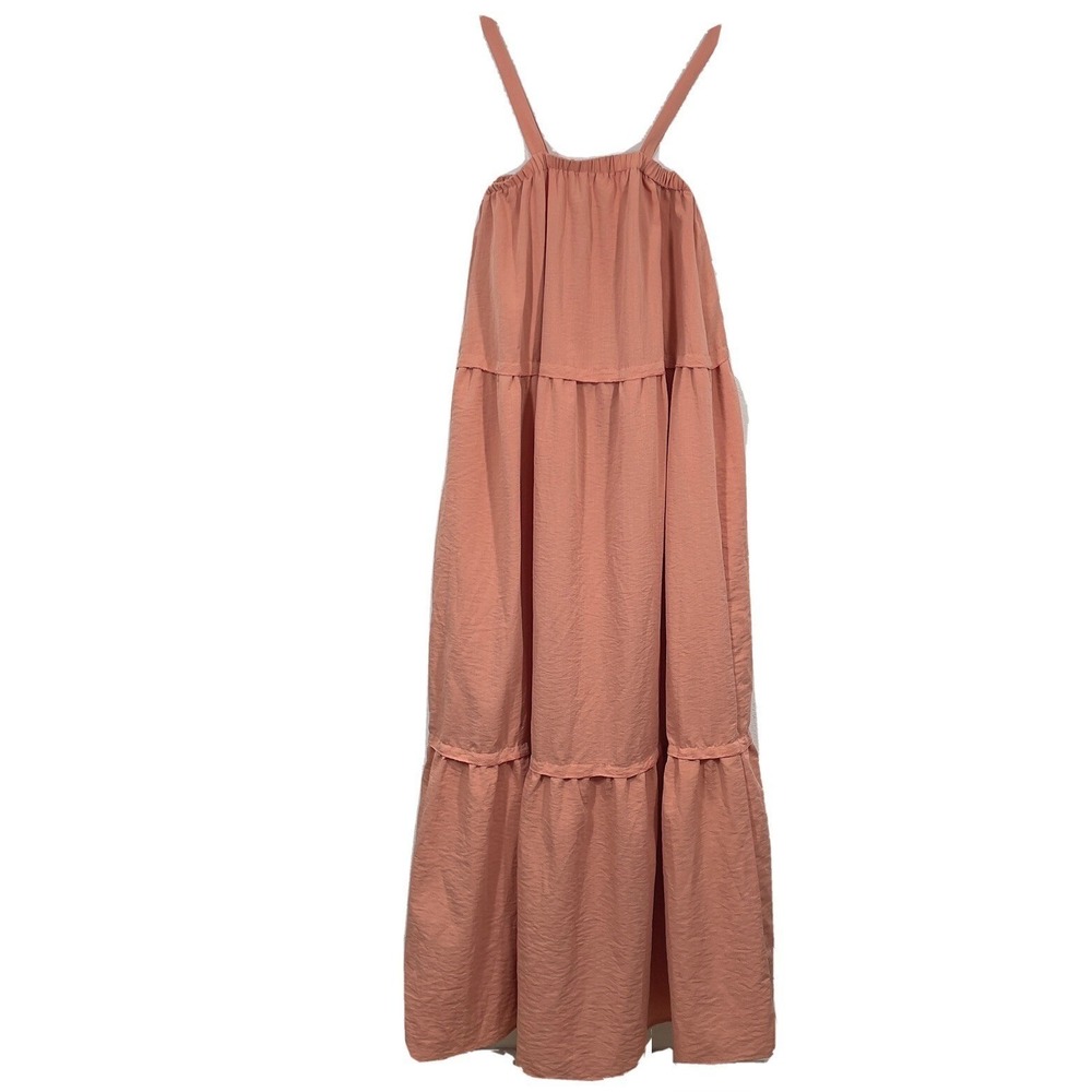 Misguided Womens Dress US 0 Peachy Coral  A Line Sundress Tiered Flowy Beachy